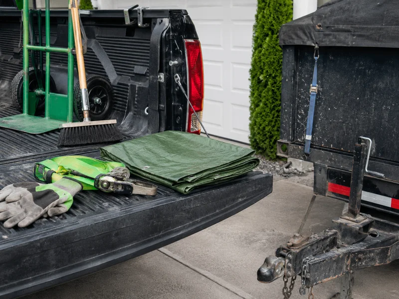 Contractor hauling tools in a pickup bed for Trash My Junk contractor opportunities in Argyle, Texas