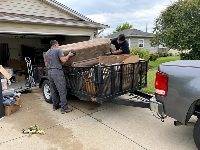 Junk removal crew loading debris for Trash My Junk contractor opportunities in Argyle, Texas